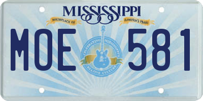 MS license plate MOE581