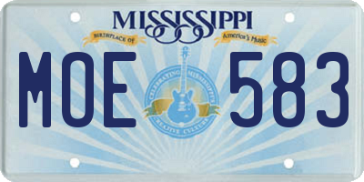 MS license plate MOE583