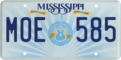 MS license plate MOE585