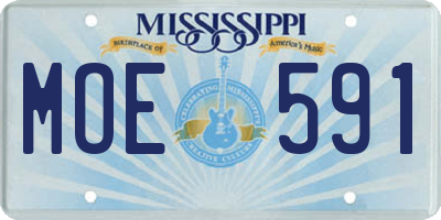 MS license plate MOE591