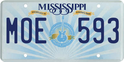 MS license plate MOE593