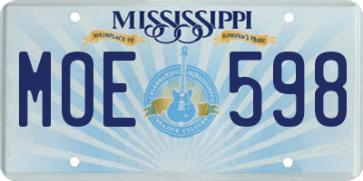 MS license plate MOE598