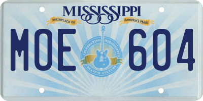 MS license plate MOE604