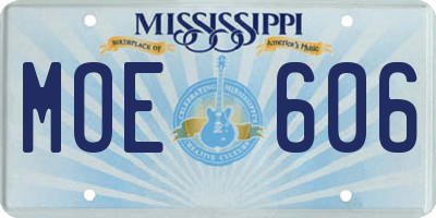 MS license plate MOE606
