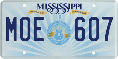 MS license plate MOE607