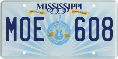 MS license plate MOE608