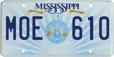 MS license plate MOE610