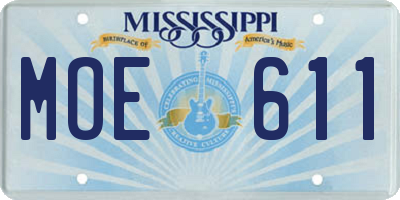 MS license plate MOE611