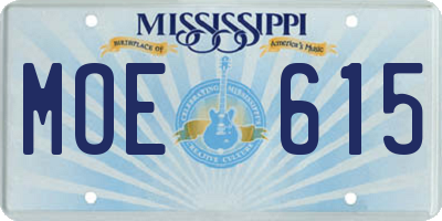 MS license plate MOE615