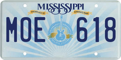 MS license plate MOE618