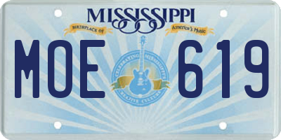 MS license plate MOE619