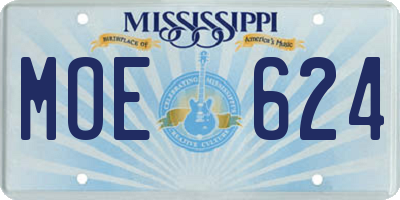 MS license plate MOE624