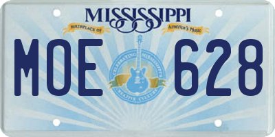 MS license plate MOE628