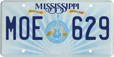 MS license plate MOE629