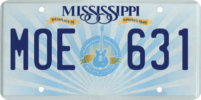 MS license plate MOE631