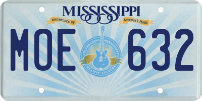 MS license plate MOE632