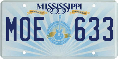 MS license plate MOE633