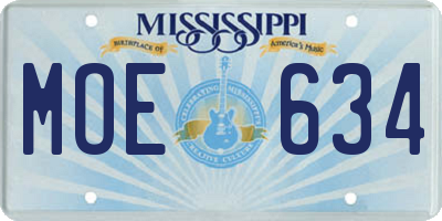 MS license plate MOE634