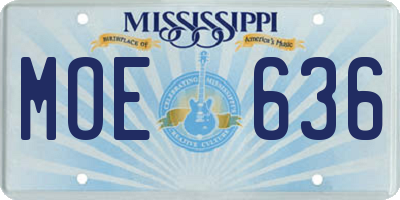 MS license plate MOE636