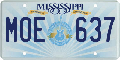 MS license plate MOE637