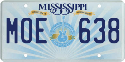 MS license plate MOE638