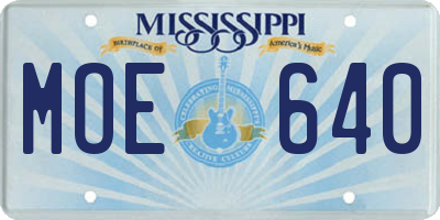 MS license plate MOE640