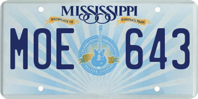MS license plate MOE643