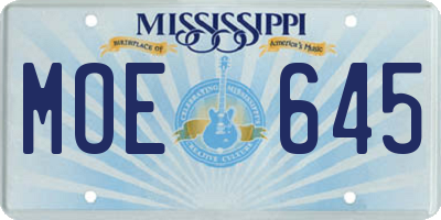 MS license plate MOE645
