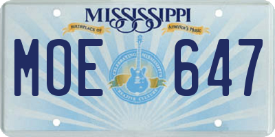 MS license plate MOE647