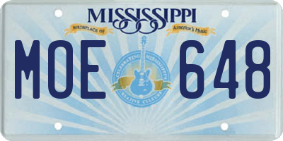 MS license plate MOE648