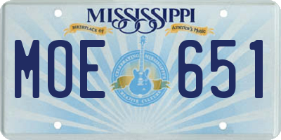 MS license plate MOE651