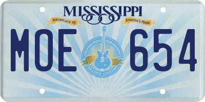 MS license plate MOE654