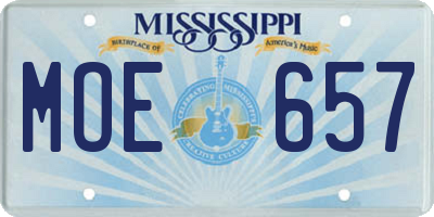 MS license plate MOE657