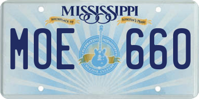 MS license plate MOE660