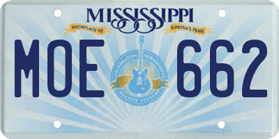 MS license plate MOE662