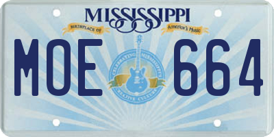 MS license plate MOE664