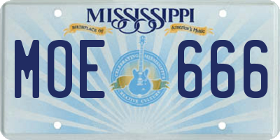 MS license plate MOE666
