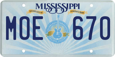 MS license plate MOE670