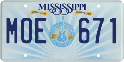 MS license plate MOE671