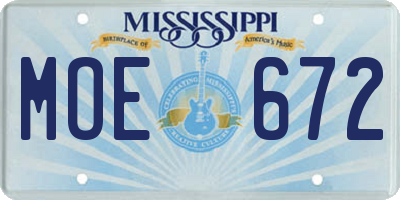 MS license plate MOE672