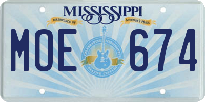 MS license plate MOE674