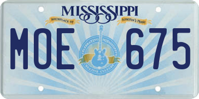 MS license plate MOE675