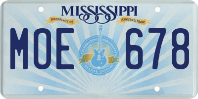 MS license plate MOE678