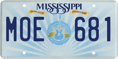 MS license plate MOE681