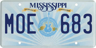 MS license plate MOE683