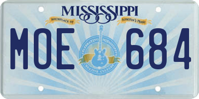 MS license plate MOE684