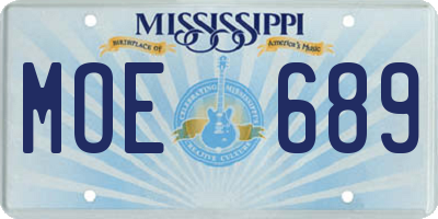 MS license plate MOE689