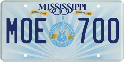 MS license plate MOE700