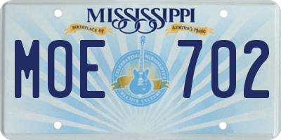 MS license plate MOE702
