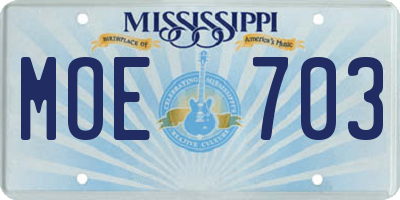 MS license plate MOE703